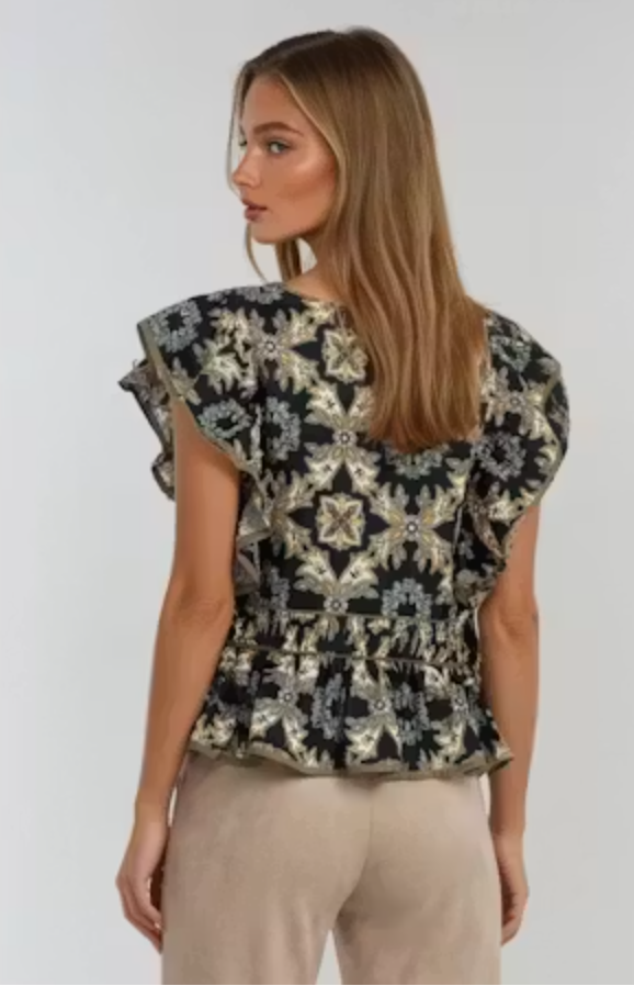 Talia Short Sleeve FlutterTop