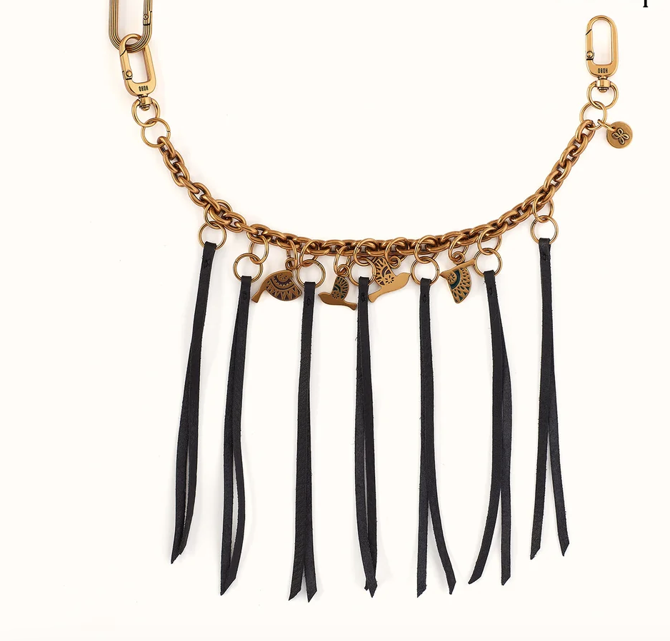 Dove Fringe Chain Swag In Pebbled Leather