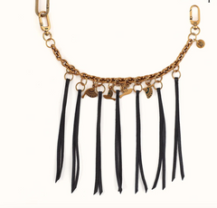 Dove Fringe Chain Swag In Pebbled Leather