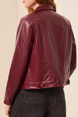 Lined PU Jacket w/ Covered Buttons