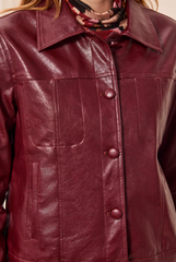Lined PU Jacket w/ Covered Buttons