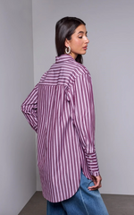 Blue Thread Oversized Striped Button Down
