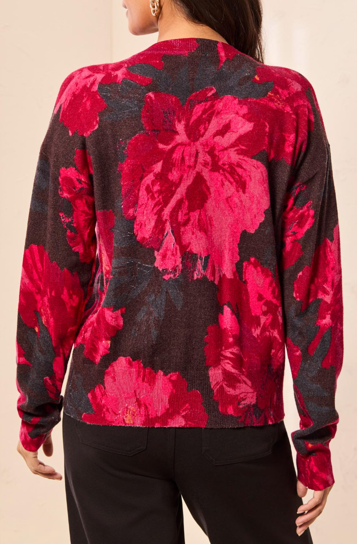 L/S Floral Button Cardigan