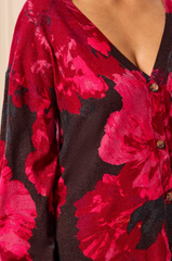 L/S Floral Button Cardigan