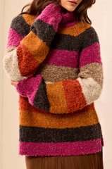 L/S Striped Turtleneck Sweater