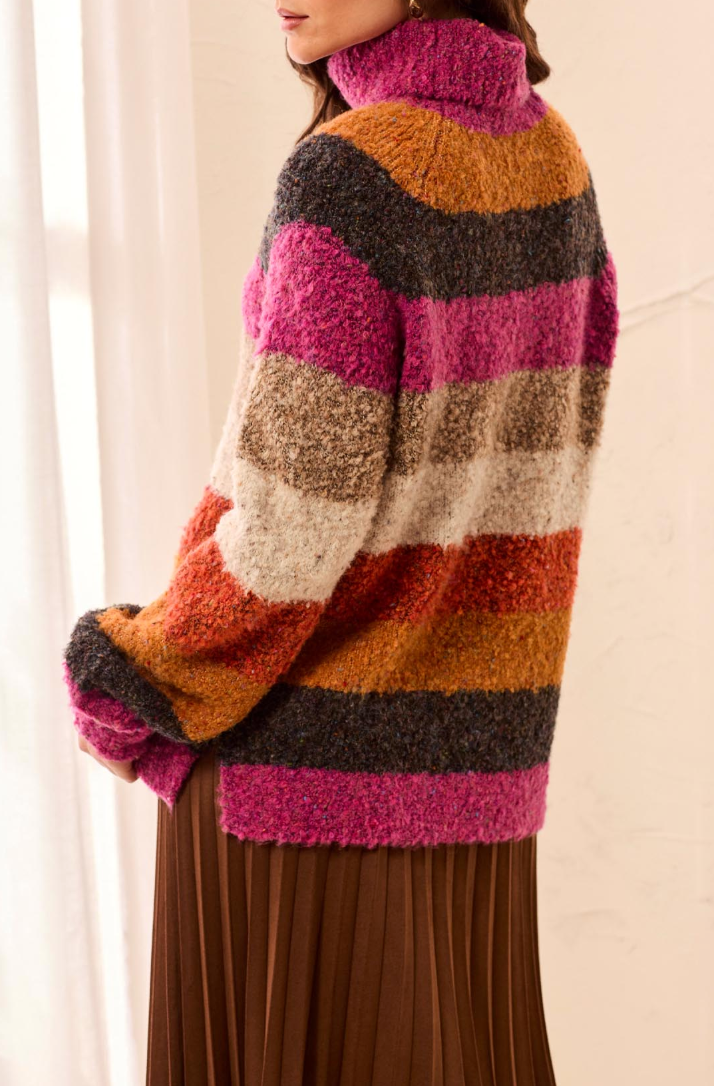 L/S Striped Turtleneck Sweater