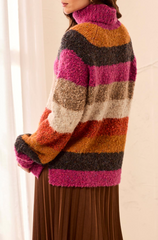 L/S Striped Turtleneck Sweater