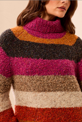 L/S Striped Turtleneck Sweater