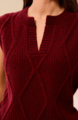 Split Crew Neck Sweater Vest