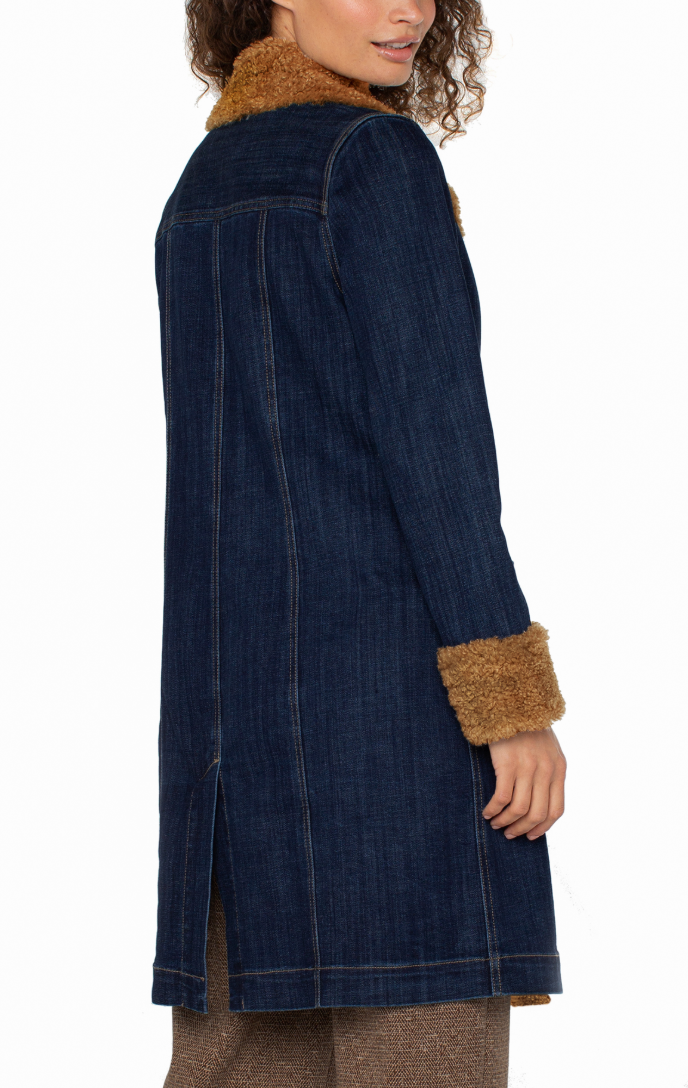 Sherpa Trimmed Notch Collar Jacket