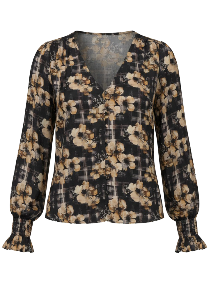 L/S Button Front Top w/ Smocking