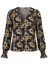 L/S Button Front Top w/ Smocking