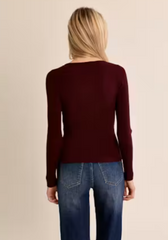 Vneck Lace Trim L/S Sweater