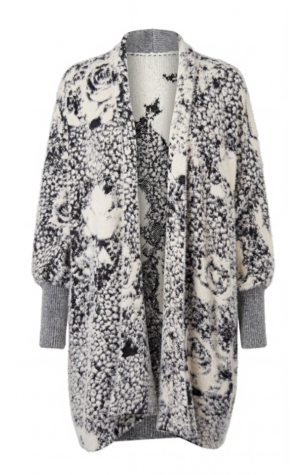 Printed Open Front Cardigan