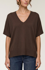 Short Sleeve V-neck Dolman Sweater