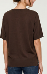 Short Sleeve V-neck Dolman Sweater