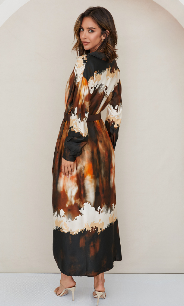Bleeding Ink Button Down Dress w/ Belt