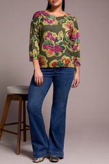 3/4 Sleeve Crew Neck Sweater