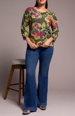 3/4 Sleeve Crew Neck Sweater