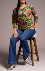 3/4 Sleeve Crew Neck Sweater