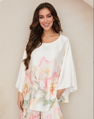 Water Color Peony Dolman Top