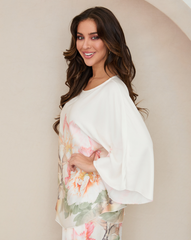Water Color Peony Dolman Top
