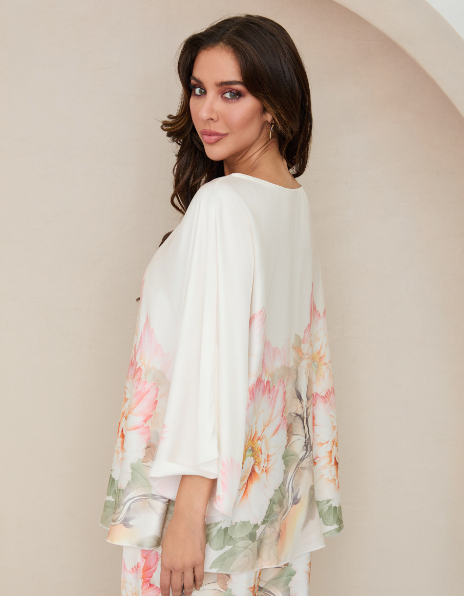 Water Color Peony Dolman Top