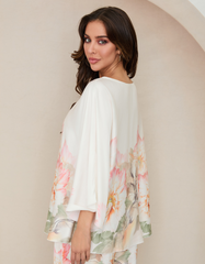 Water Color Peony Dolman Top