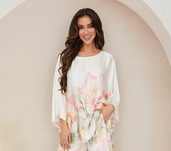 Water Color Peony Dolman Top