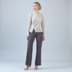 Asymmetrical Knit Stitch Overlay Sweater