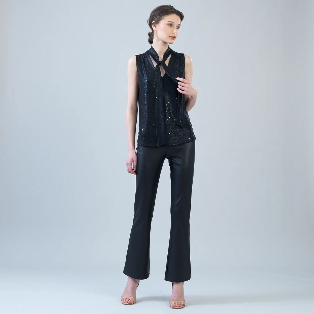 Shimmer Draped Top w/ Neck Tie