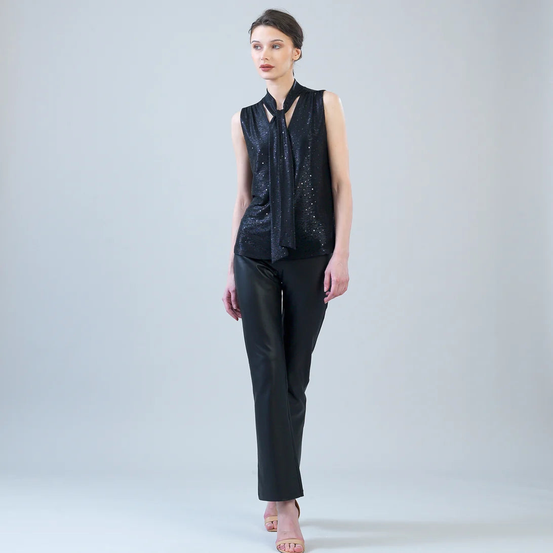 Shimmer Draped Top w/ Neck Tie