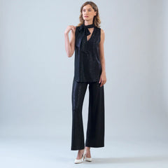 Shimmer Draped Top w/ Neck Tie
