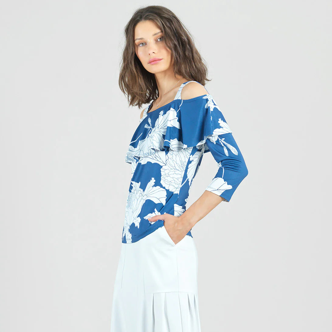 Open Shoulder Ruffle Top