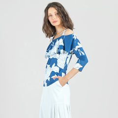 Open Shoulder Ruffle Top