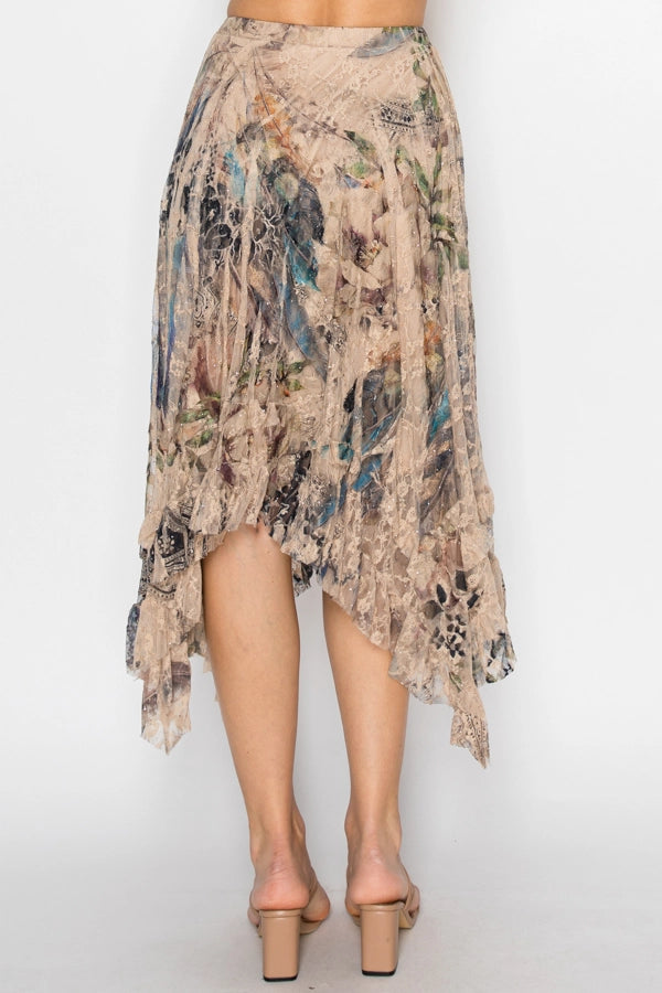 Tiered Lace Floral Skirt