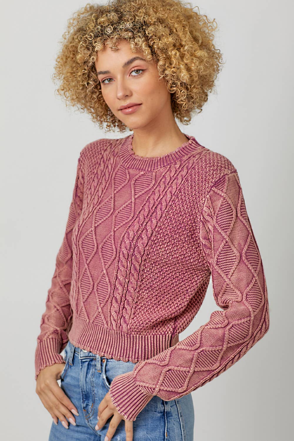 Washed Cropped Sweater