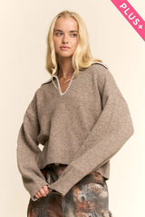 Relaxed Fit Vneck Knit Sweater