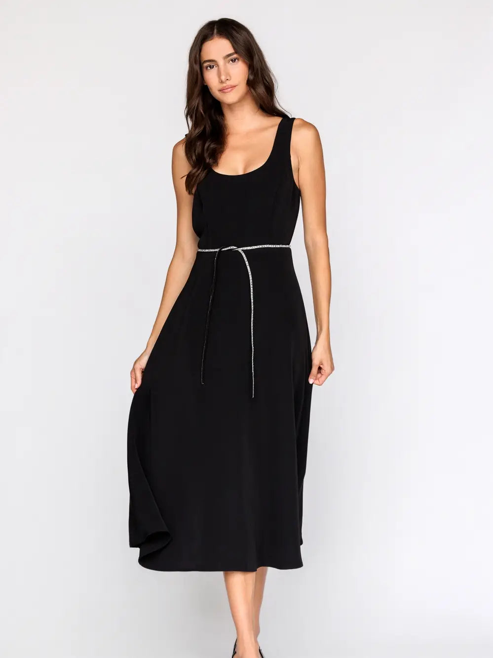Sleeveless Midi Dress w Rhinestone Tie Belt – Lola's on 3rd