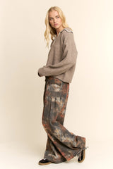 Relaxed Fit Vneck Knit Sweater