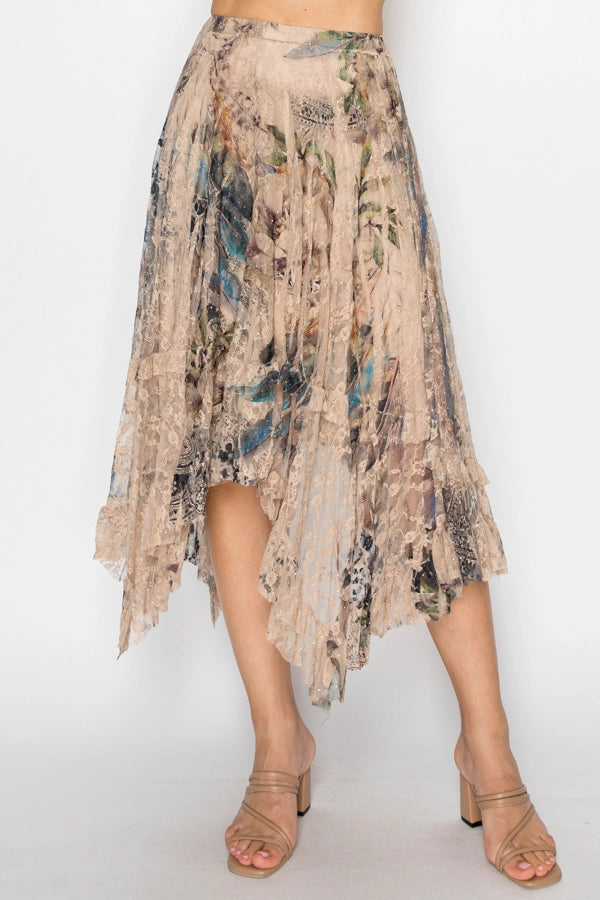Tiered Lace Floral Skirt
