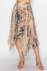 Tiered Lace Floral Skirt