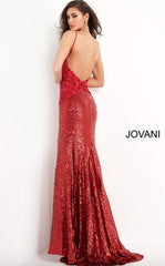 Jovani Floral Applique Fitted Gown