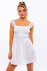 Le Lis Cap Sleeve Organza Dress