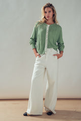 Lace Trim Pointelle Cardigan