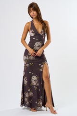 Floral Halter Neck Maxi Dress