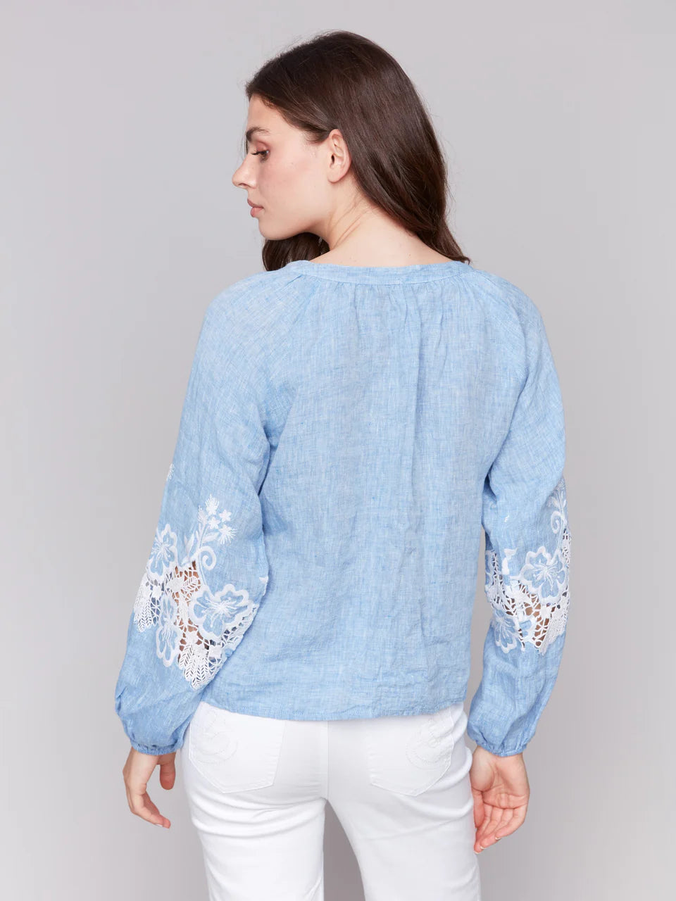 Flower Sleeve Chambray Shirt