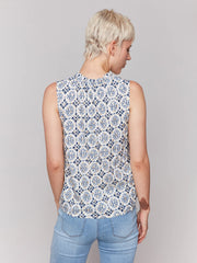 Sleeveless Printed Top Ornement