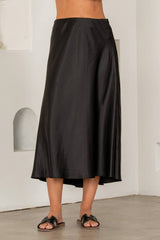 Relaxed Fit Satin Midi Skirt
