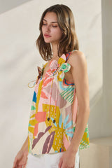 Tropical Printed Sleeveless Top